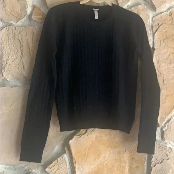 Aqua Black Cashmere Long Sleeve Sweater - Picture 2 of 7